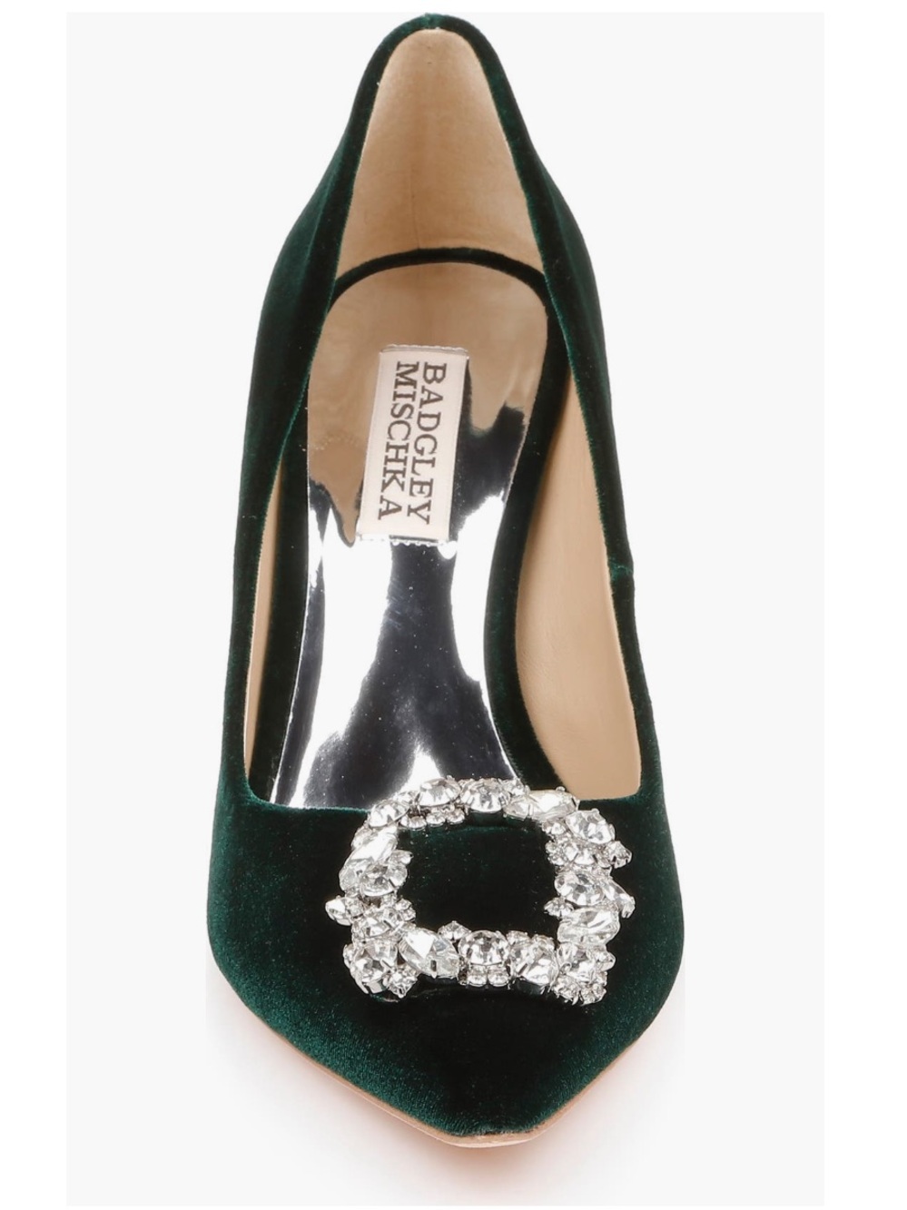 Badgley Mischka Collection Cher Crystal
Embellished Pump in Emerald Green Velvet - Picture 2 of 10